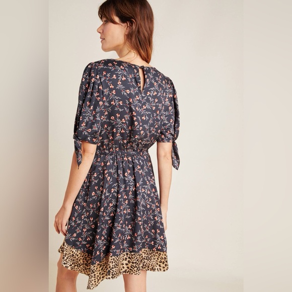 Anthropologie Rebecca Taylor Scarlett Tie-Sleeve Floral Mini Dress - Medium - Picture 2 of 14